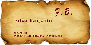 Fülöp Benjámin névjegykártya